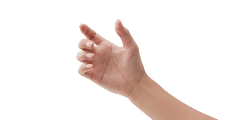 The hand with the rising thumb